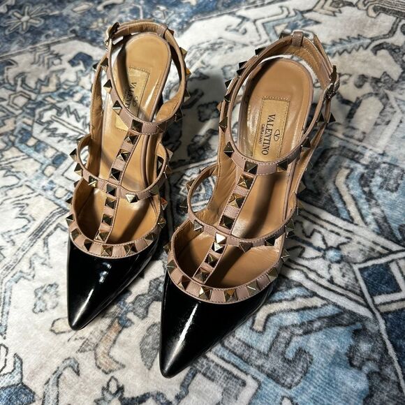 Pre-loved VALENTINO GARAVANI Patent Leather Rockstud Ankle Strap Pumps Size 36 - Picture 6 of 17